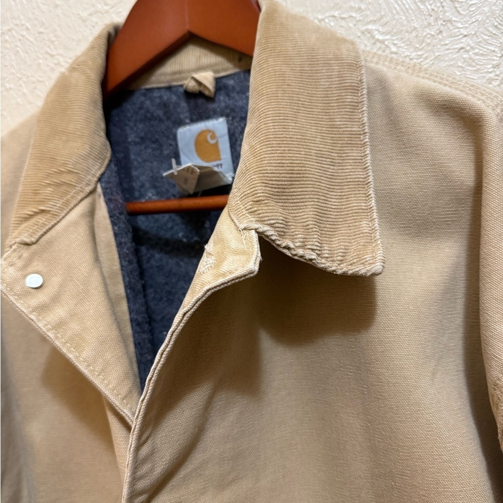 Carhartt Mens VTG  Barn Chore Jacket 2X Tall Tan Corduroy Collar Blanket lining - Picture 2 of 7